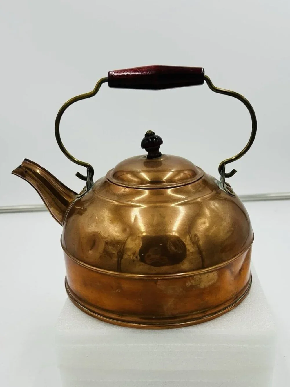 Vintage Revere Ware 1801 Solid Copper Teapot 1981 Wood Handle Rome NY USA